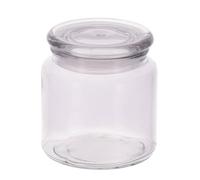 Tendance - Boite à Coton en Verre 500ml - Grège - Salle de Bain - Accessoire Salle de Bain à Poser