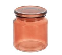 Tendance - Boite à Coton en Verre 500ml - Terre de Sienne - Salle de Bain - Accessoire Salle de Bain à Poser