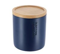TENDANCE - Boite à Coton Polyrésine Couvercle Bambou - Bleu Marine/Bambou - Salle de Bain - Accessoire Salle de Bain à Poser
