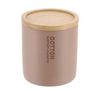 TENDANCE - Boite à Coton Polyrésine Couvercle Bambou - Cappuccino/Bambou - Salle de Bain - Accessoire Salle de Bain à Poser