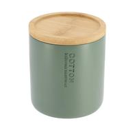 TENDANCE Boite à Coton et Cotons-tiges Vert Kaki avec Couvercle en Bambou