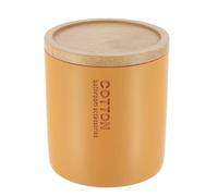 TENDANCE - Boite à Coton Polyrésine Couvercle Bambou - Moutarde/Bambou - Salle de Bain - Accessoire Salle de Bain à Poser