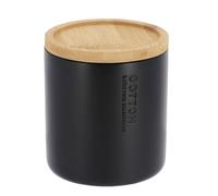 TENDANCE Boite à Coton et Cotons-tiges Noire avec Couvercle en Bambou