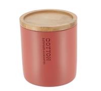 TENDANCE Boite à Coton et Cotons-tiges Terracotta avec Couvercle en Bambou
