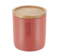 TENDANCE Boite à Coton et Cotons-tiges Terracotta avec Couvercle en Bambou