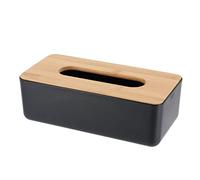 Tendance - Boite a mouchoirs pp noir couvercle bambou - noir bambou