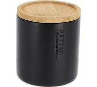 Tendance Boîte de rangement cosmétique noire Polyrésine Bambou 9,5x9,5x11 cm Décoration salle de bain