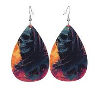 Tendance Boucle d'oreille Crâne de la Mort de la Faucheuse Rétro Boucles d'oreilles femme Lightweight Boucle d'oreille en cuir pour Fête Filles Decorations