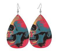 Tendance Boucle d'oreille en cuir Art rétro de la mort du crâne Boucles d'oreilles femme Confortables Boucle d'oreilles pendantes en cuir pour Decorations Fête Femmes