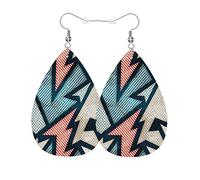 Tendance Boucle D'Oreille En Cuir Motif Géométrique Vintage À Rayures Ondulées En Zigzag Boucles D'Oreilles Femme Impression Boucle D'Oreilles Pendantes En Cuir Pour Fête Fête Femmes