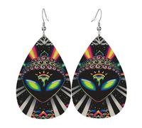 Tendance Boucle D'Oreille En Cuir Rainbow Éclaboussures Extraterrestre Troisième Œil Boucles D'Oreilles Femme Confortables Boucle D'Oreille Pour Femmes Fête Fête