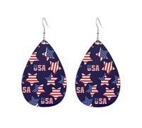 Tendance Boucle d'oreille Étoiles américaines Drapeau des États-Unis Boucles d'oreilles femme Lightweight Boucle d'oreille en cuir pour Fête Femmes Decorations