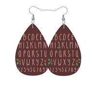 Tendance Boucle D'Oreille Police De Caractères Candy Christmas, Alphabet De Noël, Canne À Sucre Boucles D'Oreilles Femme Impression Boucle D'Oreille En Cuir Pour Fête Fête Decorations