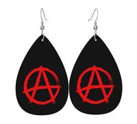Tendance Boucle d'oreille Symbole de l'anarchie Leather Earrings Confortables Boucle d'oreilles pendantes en cuir pour Fête Filles Femmes