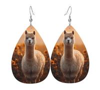 Tendance Boucle D'Oreilles Pendantes En Cuir Alpaca Sunshine Leather Earrings Légères Boucle D'Oreille En Cuir Pour Fête Femmes Decorations