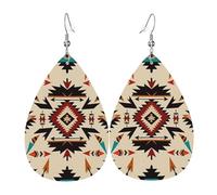 Tendance Boucle D'Oreilles Pendantes En Cuir Amérindien Du Sud-Ouest, Style Aztèque Leather Earrings Confortables Boucle D'Oreille En Cuir Pour Decorations Fête Fête