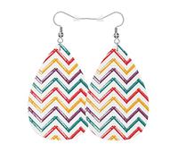 Tendance Boucle D'Oreilles Pendantes En Cuir Rayures, Lignes Abstraites En Zigzag, Chevrons, Peinture Western Boucles D'Oreilles Femme Légères Boucle D'Oreille En Cuir Pour Femmes Fête