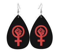 Tendance Boucle d'oreilles pendantes en cuir Un symbole du féminisme Leather Earrings Rétro Boucle d'oreille en cuir pour Fête Decorations Filles