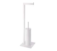 Tendance - Brosse et Dérouleur Papier WC Métal - Blanc - Salle de Bain - Petit Mobilier