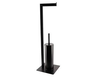 TENDANCE - Brosse et Dérouleur Papier WC Métal - Noir - Salle de Bain - Petit Mobilier
