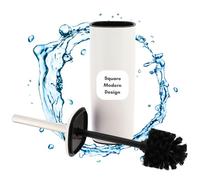 TENDANCE Brosse WC avec Support carré en métal Blanc et Manche en Acier Inoxydable