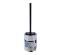 TENDANCE Brosse WC avec Support en céramique déco Flowers Bleu et Vert
