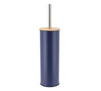 TENDANCE Brosse WC avec Support en métal Bleu et Couvercle Bambou
