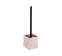 TENDANCE Brosse WC avec Support en résine Beige Aspect Pierre et Manche Noir Mat