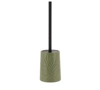Tendance - Brosse WC gres Ronde Decor Feuille - Kaki