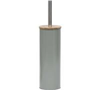 TENDANCE Brosse WC avec Couvercle en Bambou Kaki, métal, Ø9,5 x 38 cm