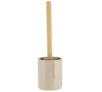 TENDANCE Brosse WC avec Support en résine Beige Mat & Manche en Bambou