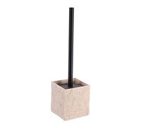 Tendance - Brosse WC polyresine Carree Effet Pierre Tige Noir Mat - Naturel