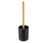 TENDANCE - Brosse WC polyresine - Noir Mat/Bambou