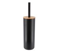 Tendance - Brosse wc ps avec couvercle bambou - noir/bambou
