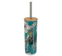 TENDANCE - Brosse WC PS Imprimée avec Couvercle Bambou - Jungle Fever Bleu - Salle de Bain -Poubelles et Brosses WC