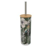 TENDANCE - Brosse WC PS Imprimee avec Couvercle Bambou - Jungle Fever Kaki