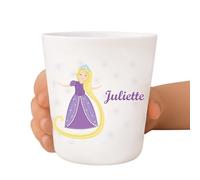 Tendance Cadeau Gobelet enfant personnalisé - Incassable et sans BPA - Prénom + illustration - Résistant aux chocs - Crèche, école, maison - 236 ml (Raiponce)