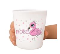 Tendance Cadeau Gobelet enfant personnalisé - Incassable et sans BPA - Prénom + illustration - Résistant aux chocs - Crèche, école, maison - 236 ml (Flamant rose)