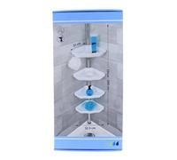 Tendance - Colonne Télescopique Aluminium + 4 Etagères PS + 1 Porte Savon - Blanc - Salle de Bain - Hydro