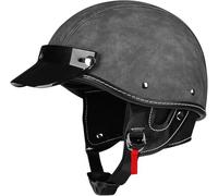 Tendance Demi-Casque Moto Vintage | Certifié ECE 22.06, Visière Modulable, Doublure Amortissante Anti-Transpiration, Coque ABS Gainée Cuir, Léger Pour Trajets Urbains 3,M/(57~58cm)
