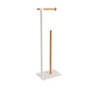 Tendance - Derouleur et reserve papier wc metal/bambou - blanc/bambou