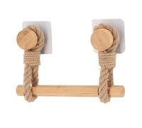 Tendance - Derouleur papier wc bambou + lanieres en corde sur sticker - naturel