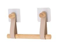 Tendance - Dérouleur Papier WC Bambou + Lanières Simili Cuir sur Sticker - Beige/Bambou - Salle de Bain - Accessoire Utilitaire