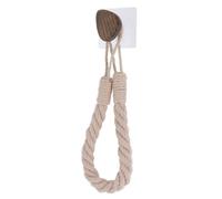 Tendance - Dérouleur Papier WC ou Porte Serviettes Corde + Bois sur Sticker - Beige - Salle de Bain - Accessoire Utilitaire
