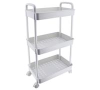 Tendance - Desserte PP sur Roulettes 3 Paniers - Blanc - Salle de Bain - Petit Mobilier