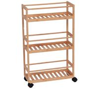 Tendance - Desserte sur Roulettes Bambou 3 Etagères - Bambou - Salle de Bain - Petit Mobilier