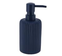 TENDANCE Distributeur à Savon ou Lotion en résine striée Bleu Marine Mat 230 ML