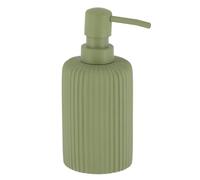 TENDANCE - Distributeur à Savon Arrondi Strié Polyrésine 230 ML - Kaki - Salle de Bain - Accessoire Salle de Bain à Poser