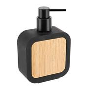 Tendance - Distributeur a savon carre rubber + abs et bambou 350 ml - noir