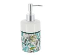 TENDANCE - Distributeur à Savon Dolomite Rond Imprimé 320 ML - Jardin d'hiver- Salle de Bain - Accessoire Salle de Bain à Poser